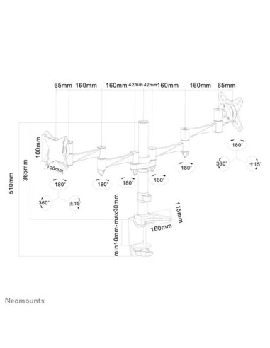 Suport Monitor de Birou Dual, Neomounts by Newstar