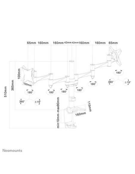 Suport Monitor de Birou Dual, Neomounts by Newstar