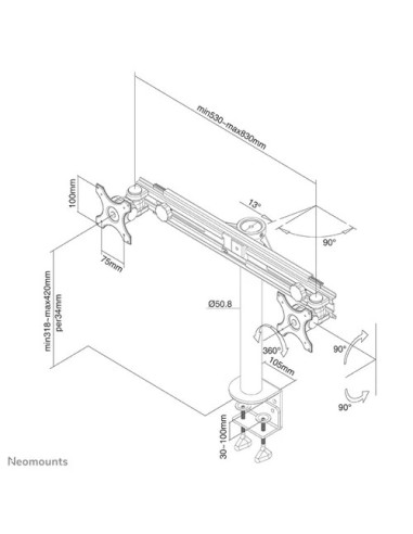 Suport Monitor de Birou, Neomounts by Newstar FPMA-D700D, 19" -