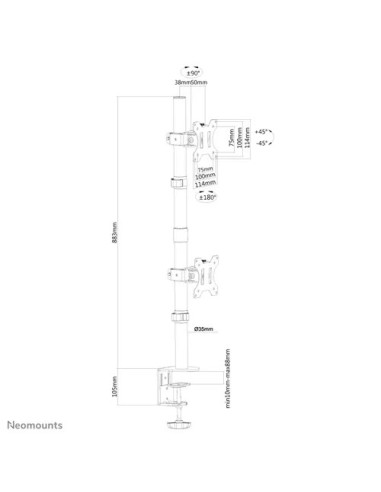 Suport Monitor de Birou Dual, Neomounts by Newstar