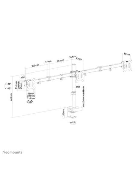 Suport Monitor de Birou Triplu, Neomounts by Newstar
