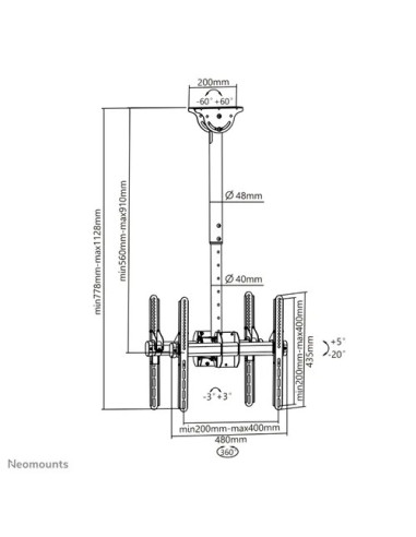 Suport TV de tavan, Neomounts by Newstar Dual, reglabil
