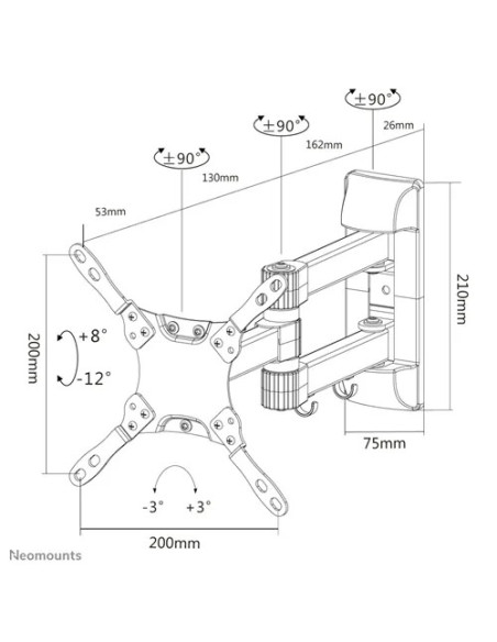 Suport TV de perete Neomounts by Newstar Select NM-W225BLACK