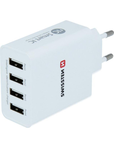 Swissten Smart IC / Incarcator Rapid Retea, Compact, 5A, 4xUSB