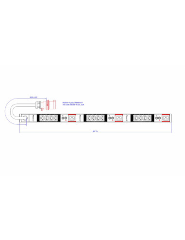 Bachmann prelungitor ALU 1HE 12xIEC C13 3xC19 2xETA cordon 4,5m