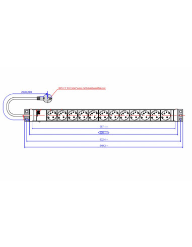 Bachmann IT PDU 12 x prize Schuko, 1.5U, impamantare, fara