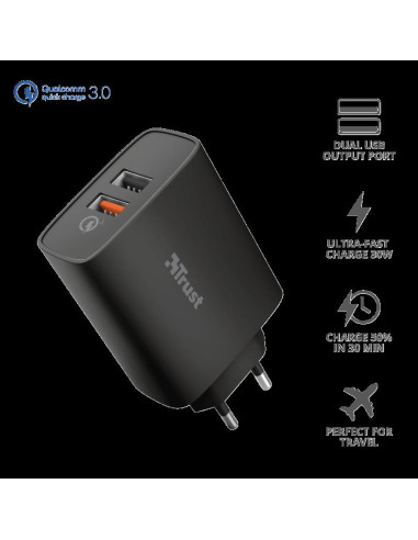 Incarcator rapid pentru perete Qmax 30W Ultra-Fast Dual USB