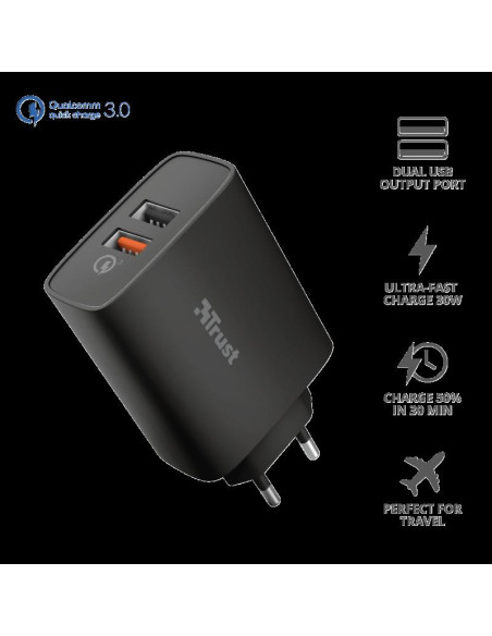 Incarcator rapid pentru perete Qmax 30W Ultra-Fast Dual USB