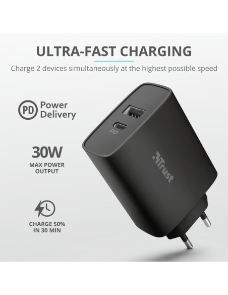 Incarcator rapid pentru perete QMAX USB C+A WALL CHARGER