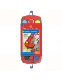 Acuarele Connector Faber-Castell, 12 culori / cutie plastic