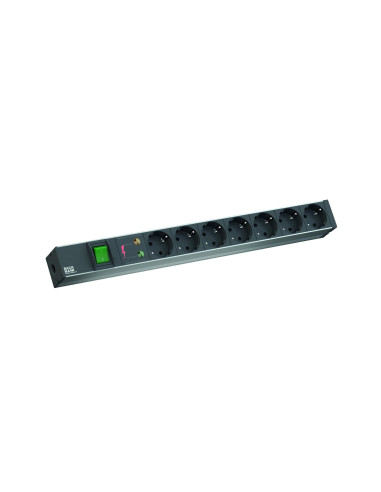 Bachmann prelungitor 19" 1HE 7xSchuko sw 1xintrerupator 1xÜSS