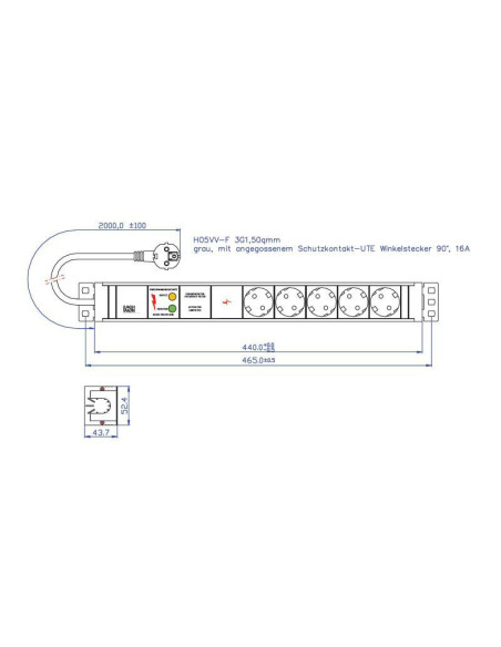 Bachmann, PDU 5 prize Schuko, 1U, impamantare, protectie