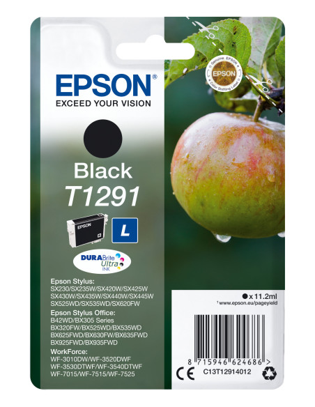 Cartus cerneala Epson T1291, black, capacitate 11,2ml   380 pagini, pentru Stylus Office B42WD, Stylus Office BX305F, Stylus Off Cartus cerneala Epson T1291, black, capacitate 11,2ml   380 pagini, pentru Stylus Office B42WD, Stylus Office BX305F, Stylus Off