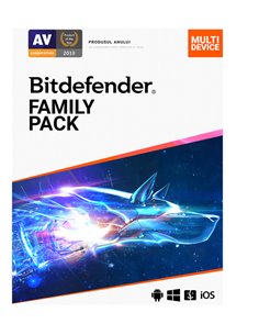 Bitdefender Family Pack, 15 dispozitive, 2 ani, licenta retail box