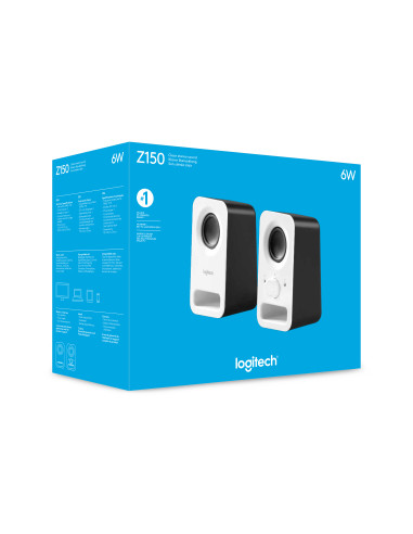 Boxe 2.0 Logitech Z150 Alb, 3W, 2x Intrari auxiliare 3.5mm, 1x iesire auxiliara