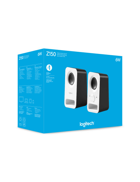 Boxe 2.0 Logitech Z150 Alb, 3W, 2x Intrari auxiliare 3.5mm, 1x iesire auxiliara