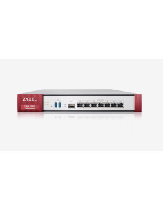 Zyxel USGFLEX200 Security Gateway, 10 100 1000 Mbps RJ-45 ports, 4 x LAN DMZ 2 x WAN, 1 x SFP,2 x USB 3.0, 1800Mbps, 12V DC, 2.5