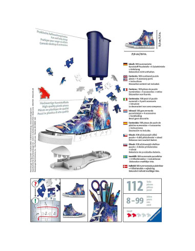 Puzzle 3D Suport Pixuri Sneaker Astronaut, 108 Piese,RVS3D11251
