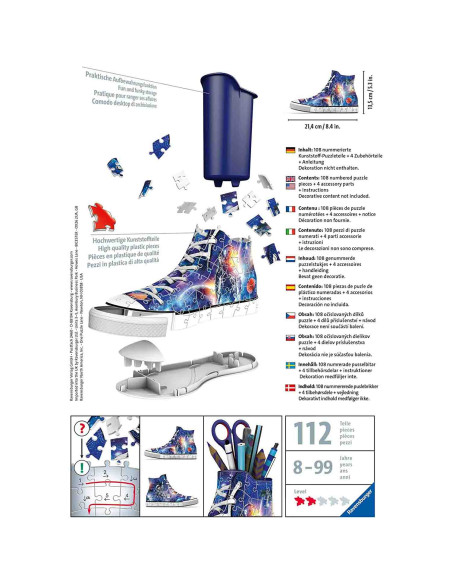 Puzzle 3D Suport Pixuri Sneaker Astronaut, 108 Piese,RVS3D11251