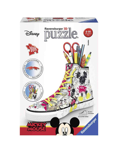 Puzzle 3D Suport Pixuri Sneaker Mickey, 108 Piese,RVS3D12055