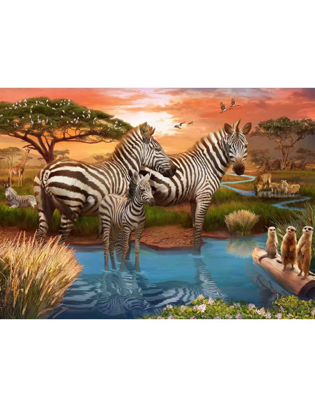 Puzzle Zebre La Apa, 500 Piese,RVSPA17376