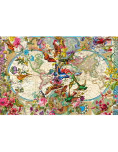Puzzle Harta Lumii Cu Fauna Si Flora, 3000 Piese,RVSPA17117