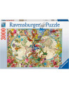 Puzzle Harta Lumii Cu Fauna Si Flora, 3000 Piese,RVSPA17117