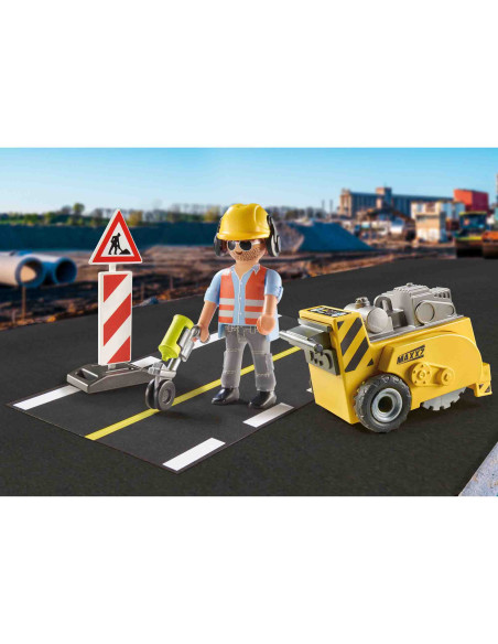 Playmobil - Set Cadou Dispozitiv De Taiere Asfalt,71185
