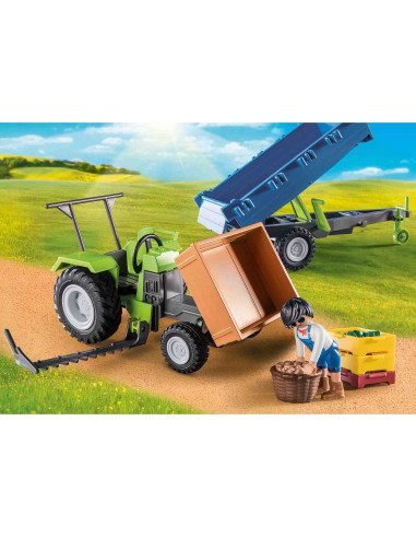 Playmobil - Tractor Cu Remorca Si Muncitor,71249 Playmobil - Tractor Cu Remorca Si Muncitor,71249