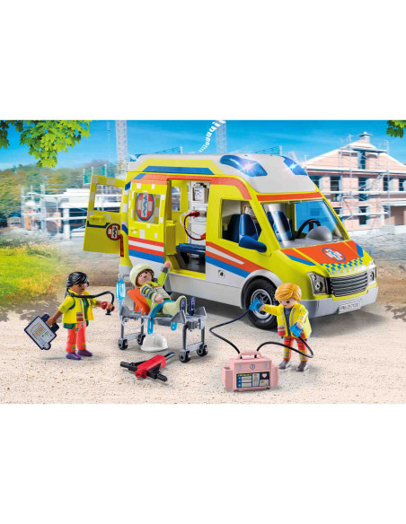 Playmobil - Ambulanta Galbena Cu Lumini Si Sunete,71202