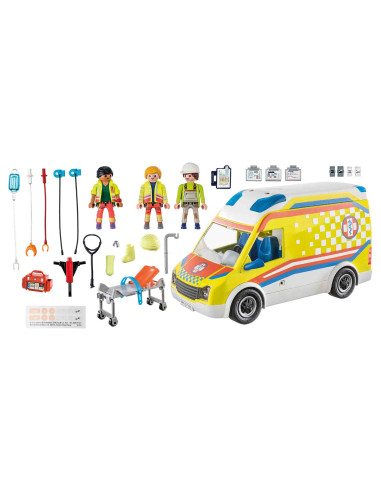 Playmobil - Ambulanta Galbena Cu Lumini Si Sunete,71202
