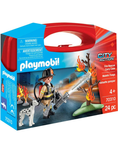 Playmobil - Set Portabil Pompier Si Catel,70310