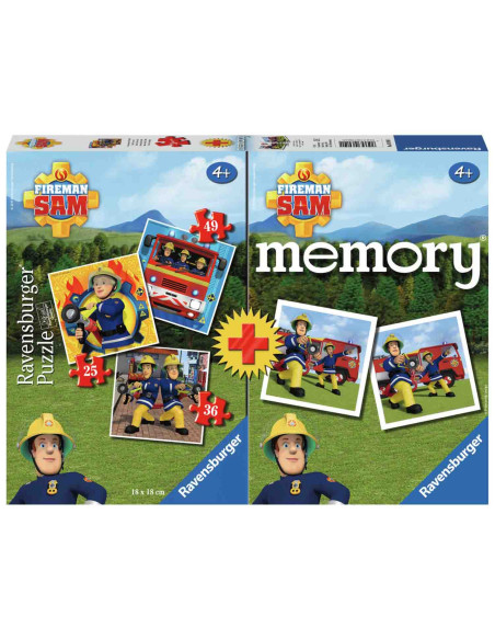 Puzzle + Joc Memory Pompierul Sam, 25/36/49 Piese,RVSPC06910