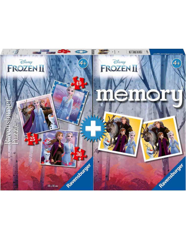 Puzzle + Joc Memory Frozen, 25/36/49 Piese,RVSPC20673