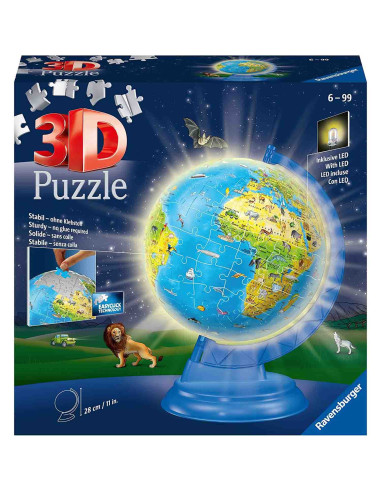 Puzzle 3D Luminos Glob Pamantesc, 180 Piese,RVS3D11288
