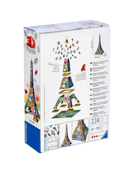 Puzzle 3D Turnul Eiffel Cu Inimioare, 216 Piese,RVS3D11183
