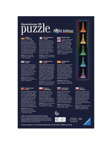 Puzzle 3D Turnul Eiffel Noaptea, 216 Piese,RVS3D12579