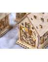 Casa de Craciun din lemn cu lumina led, 11 cm,513559