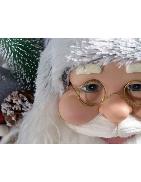 Mos Craciun decorativ cu costum alb, din blana artificiala