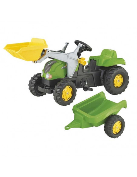 Tractor cu pedale Rolly Kid X cu remorca si cupa, Verde Tractor cu pedale Rolly Kid X cu remorca si cupa, Verde