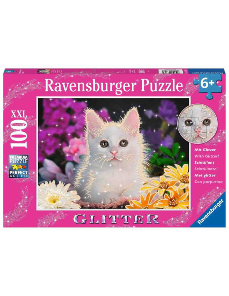 Puzzle Cu Sclipici Pisicuta, 100 Piese,RVSPC13358