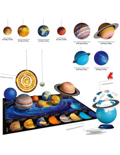 Puzzle 3D Sistemul Solar, 27/54/72/108 Piese,RVS3D11668 2