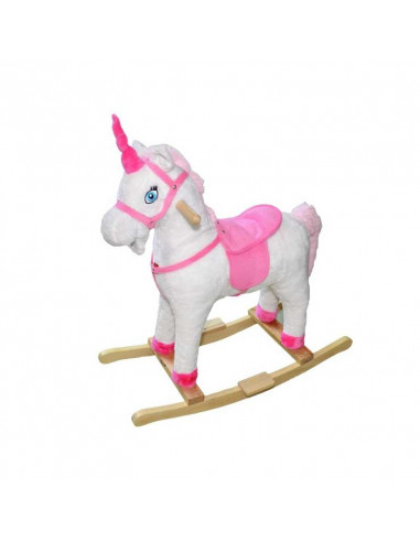 Unicorn Balansoar, Lemn + Plus, Alb+Roz, 75 Cm,RB-01-1