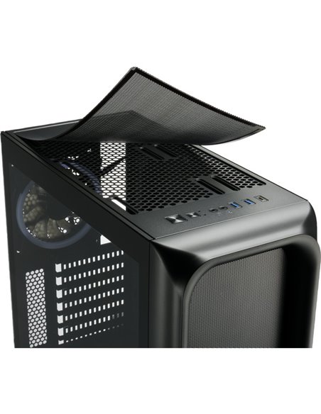 Carcasa Sharkoon TK5M RGB, 7 sloturi expansiune, tempered glass, 3x ventilatoare 120mm preinstalate