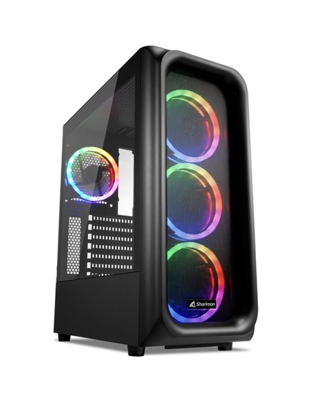 Carcasa Sharkoon TK5M RGB, 7 sloturi expansiune, tempered glass, 3x ventilatoare 120mm preinstalate