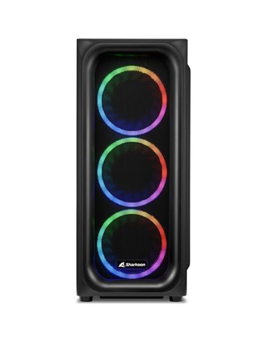 Carcasa Sharkoon TK5M RGB, 7 sloturi expansiune, tempered glass, 3x ventilatoare 120mm preinstalate