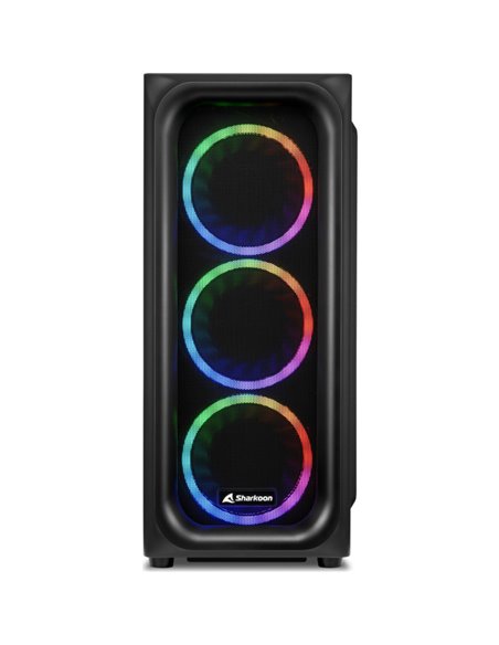 Carcasa Sharkoon TK5M RGB, 7 sloturi expansiune, tempered glass, 3x ventilatoare 120mm preinstalate
