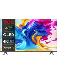 Smart TV TCL  43C645 (Model 2023) 43"(108CM), QLED 4K UHD, Brushed titanium metal front, Flat, Google TV, Mirroring iOS/Android,