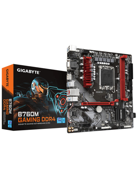 Placa de baza GIGABYTE B760M Gaming LGA1700, 2x DDR4, 1x D-Sub, 1x HDMI, 1x DisplayPort, 1x PCIe x16, 1x PCIe x1, 2x M.2, 4x SAT Placa de baza GIGABYTE B760M Gaming LGA1700, 2x DDR4, 1x D-Sub, 1x HDMI, 1x DisplayPort, 1x PCIe x16, 1x PCIe x1, 2x M.2, 4x SAT