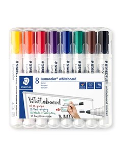 Set 8 markere whiteboard STAEDTLER, Lumacolor, 2 mm